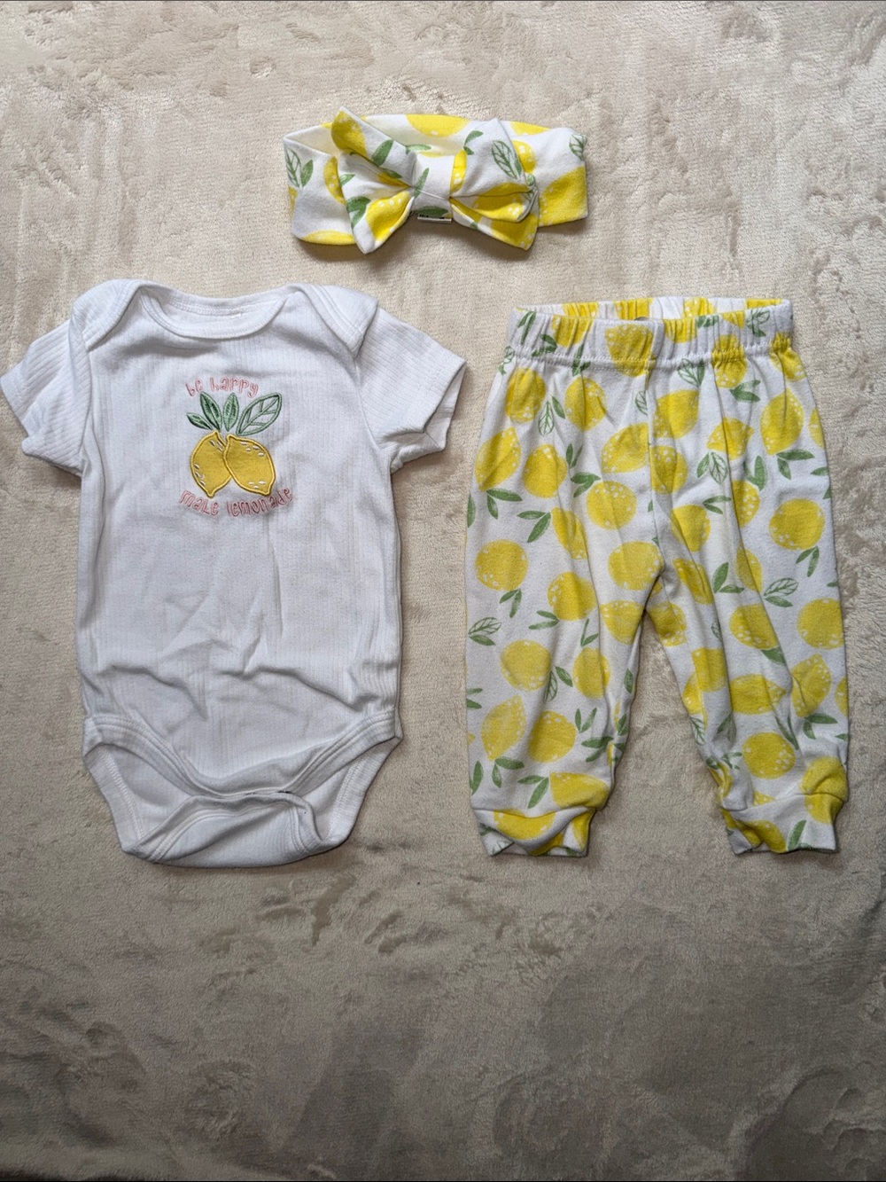 Chick Pea Baby Lemon Outfit with Bow